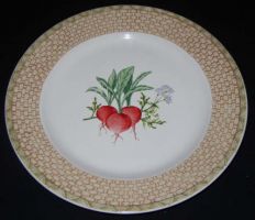 Fitz & Floyd Omnibus VEGETABLE BASKET Dinner Plate "Radishes"